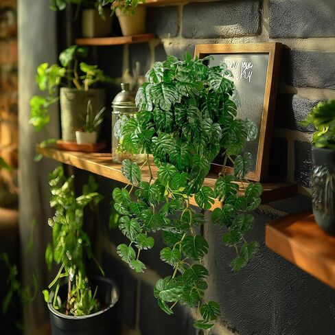 2 PCS Artificial Hanging Plants, Fake Hanging Monstera Leaves Ivy Vine Faux Greenery Tropical Palm Leaves Outdoor Hanging Plants Leaf Plant for Garden Home Decor in Saudi Arabia