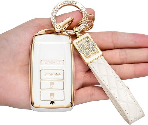 Compatible with Acura Key Fob Cover with Fashion Diamond Keychain Soft TPU 360 Degree Protection Key Case for CDX NSX RDX RLX TLX TLX-L Smart Key in Kuwait