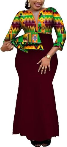 African Dashiki Deep V-Neck Party Long Womens Dress Ethnic Style Floral Maxi Big Sizes Ladies Summer Female Clothes in Kuwait