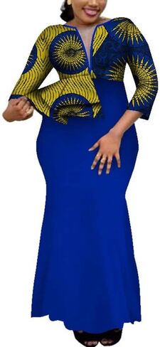 African Dashiki Deep V-Neck Party Long Womens Dress Ethnic Style Floral Maxi Big Sizes Ladies Summer Female Clothes in Kuwait