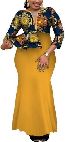 African Dashiki Deep V-Neck Party Long Womens Dress Ethnic Style Floral Maxi Big Sizes Ladies Summer Female Clothes in Kuwait
