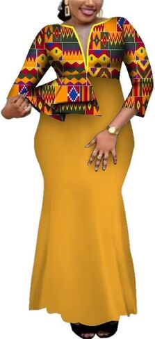 African Dashiki Deep V-Neck Party Long Womens Dress Ethnic Style Floral Maxi Big Sizes Ladies Summer Female Clothes in Kuwait