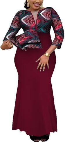 African Dashiki Deep V-Neck Party Long Womens Dress Ethnic Style Floral Maxi Big Sizes Ladies Summer Female Clothes in Kuwait