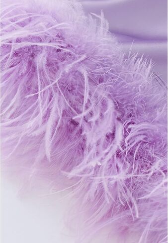 فستان CHICWISH نسائي أبيض/أسود/أرجواني من الريش الأثيري وياقة مقلوبة وأكمام طويلة من الساتان in Kuwait