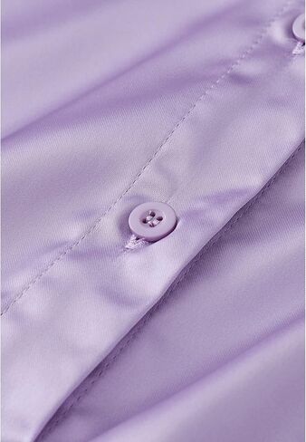 فستان CHICWISH نسائي أبيض/أسود/أرجواني من الريش الأثيري وياقة مقلوبة وأكمام طويلة من الساتان in Kuwait