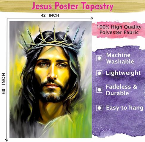 FLORIXA Jesus Tapestry Wall Hanging - Christian Spiritual Religious Poster for Prayer Bedroom Dorm Living Room Wall Decor - 42" x 60" Banners in Saudi Arabia