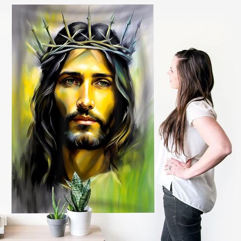 FLORIXA Jesus Tapestry Wall Hanging - Christian Spiritual Religious Poster for Prayer Bedroom Dorm Living Room Wall Decor - 42" x 60" Banners in Saudi Arabia