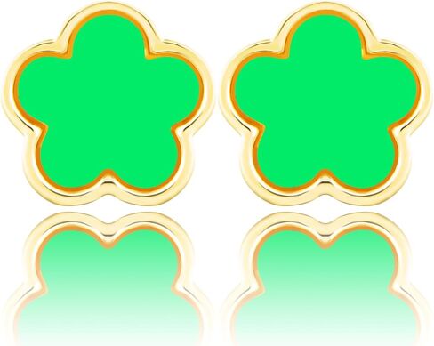 14K Gold Plated Five Leaf Clover Stud Earrings for Women Lucky Flower Jewelry in Saudi Arabia