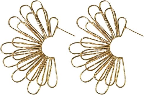 INK+ALLOY أقراط كبيرة للنساء، أقراط بوهو ذات طبقات من النحاس المعدني فلورنسا، مجوهرات مصنوعة يدويًا للبوهيمي الحديث، 2.55 بوصة L (ذهبي) in Kuwait