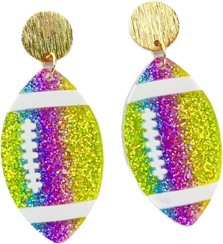 Acrylic Glitter Sports Ball Dangle Earrings for Women Sparkling Football Volleyball Basketball Baseball Drop Earrings Game Day Sport Theme Jewelry Gift in Kuwait