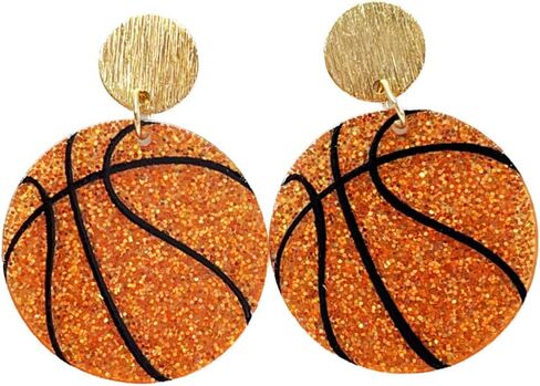 Acrylic Glitter Sports Ball Dangle Earrings for Women Sparkling Football Volleyball Basketball Baseball Drop Earrings Game Day Sport Theme Jewelry Gift in Kuwait