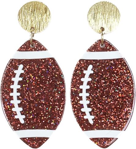 Acrylic Glitter Sports Ball Dangle Earrings for Women Sparkling Football Volleyball Basketball Baseball Drop Earrings Game Day Sport Theme Jewelry Gift in Kuwait