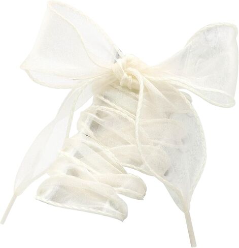 Flat Sheer Shoe Laces: 4CM Wide Fashion Snow Yarn Shoelaces 2 Pairs in Saudi Arabia