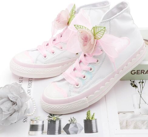 Flat Sheer Shoe Laces: 4CM Wide Fashion Snow Yarn Shoelaces 2 Pairs in Saudi Arabia