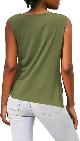 MIHOLL قطع علوية نسائية مكشكشة برقبة على شكل بقرة، بلوزات قصيرة غير رسمية بدون أكمام، قمصان صيفية أساسية من القطن لعام 2024 in Kuwait