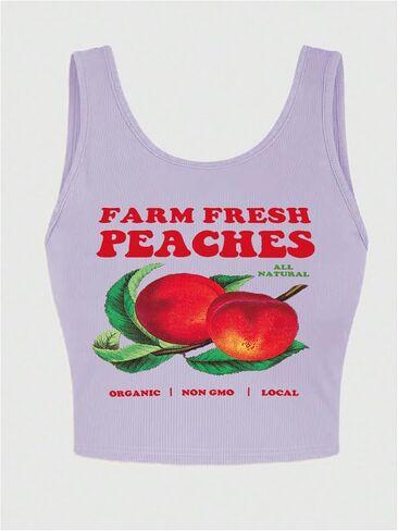 Women's Summer Round Neck Crop Tank Top Casual Letter Print Sleeveless T Shirt in Saudi Arabia
