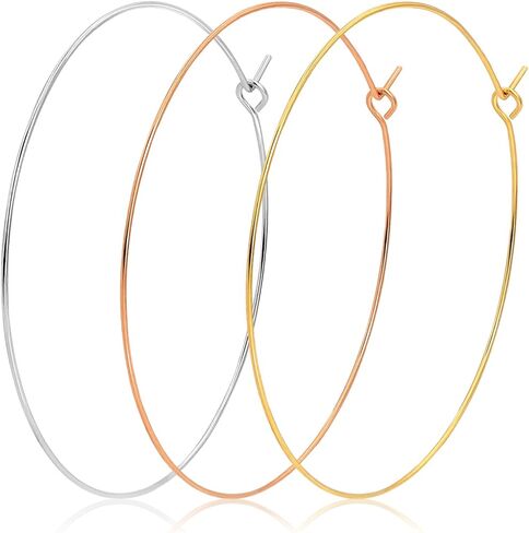 مجموعة 3 أزواج من الأقراط الرفيعة والكبيرة جدًا، أقراط ذهبية ضخمة عصرية مطلية بالذهب عيار 18 قيراط خفيفة الوزن مصنوعة من الفولاذ المقاوم للصدأ مجموعة أقراط دائرية هندسية كبيرة مجوهرات بسيطة للنساء in Kuwait