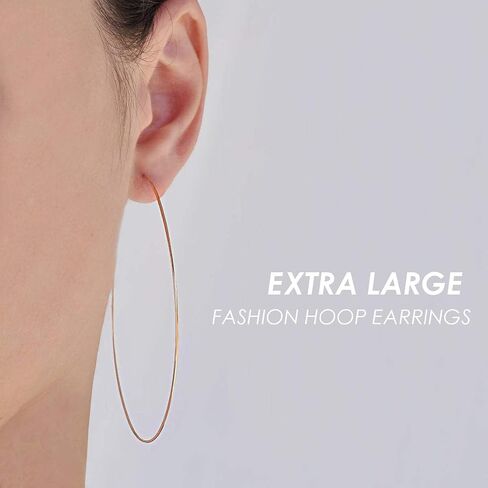 3 Pairs Thin Extra Large Hoop Earrings Set，Fashion Huge Gold Hoops 18k Gold Plated Lightweight Stainless Steel Hoops Big Geometric Round Gold Hoop Earrings Set Minimalist Jewelry for Women in Saudi Arabia