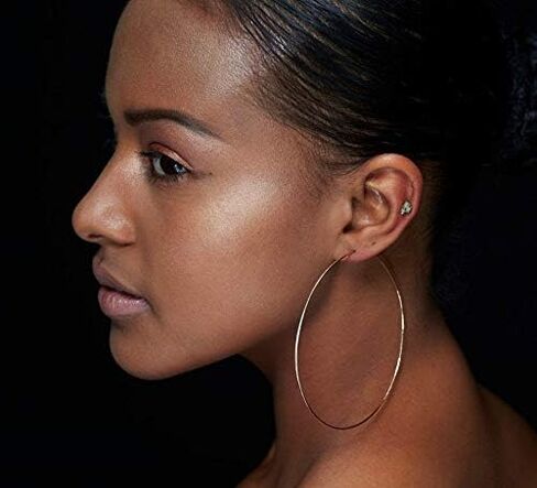 3 Pairs Thin Extra Large Hoop Earrings Set，Fashion Huge Gold Hoops 18k Gold Plated Lightweight Stainless Steel Hoops Big Geometric Round Gold Hoop Earrings Set Minimalist Jewelry for Women in Saudi Arabia
