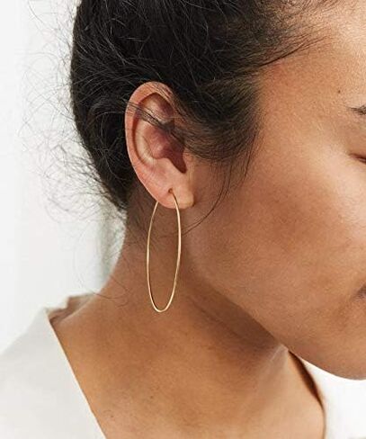 3 Pairs Thin Extra Large Hoop Earrings Set，Fashion Huge Gold Hoops 18k Gold Plated Lightweight Stainless Steel Hoops Big Geometric Round Gold Hoop Earrings Set Minimalist Jewelry for Women in Saudi Arabia