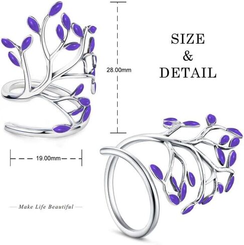 خاتم شجرة الحياة للنساء من Ornaland من الفضة الإسترليني عيار 925، خاتم إصبع شجرة استثنائي حديث قابل للتعديل، هدية للأم in Kuwait