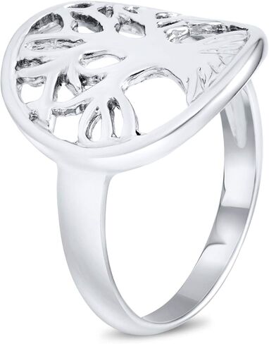 خاتم كبير مخصص مفتوح مستدير أو بيضاوي لعائلة رمزية متمنية لشجرة الحياة للنساء والزوجة. 925 من الفضة الاسترليني قابلة للتخصيص in Kuwait