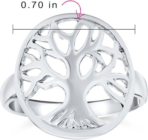 خاتم كبير مخصص مفتوح مستدير أو بيضاوي لعائلة رمزية متمنية لشجرة الحياة للنساء والزوجة. 925 من الفضة الاسترليني قابلة للتخصيص in Kuwait