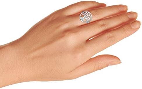 خاتم كبير مخصص مفتوح مستدير أو بيضاوي لعائلة رمزية متمنية لشجرة الحياة للنساء والزوجة. 925 من الفضة الاسترليني قابلة للتخصيص in Kuwait