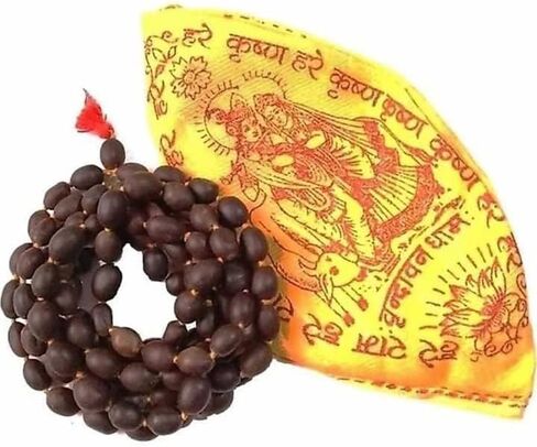 Original Lotus Seed Rosary Kamal Gatta Jap Mala, 108+1 Beads, with Cotton Gaumukhi Japa Bag in Saudi Arabia