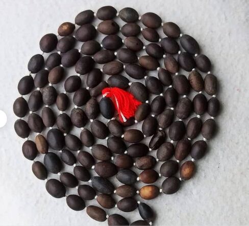 Original Lotus Seed Rosary Kamal Gatta Jap Mala, 108+1 Beads, with Cotton Gaumukhi Japa Bag in Saudi Arabia