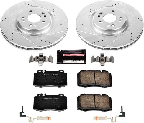 وسادات فرامل من ألياف الكربون Power Stop K5236 Front Z23 مع مجموعة دوارات فرامل محفورة ومشقوقة لمرسيدس بنز ML430، مرسيدس بنز ML500، مرسيدس بنز ML55 AMG [نموذج محدد] in Kuwait