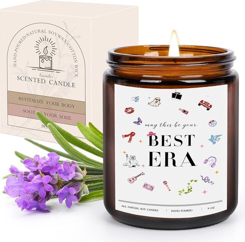 Natural Soy Lavender Candle Gifts - 9OZ Candles May This Be Your Best Era Birthday Gift Ideas Party Decorations Valentine's Day Candles (Brown) in Saudi Arabia