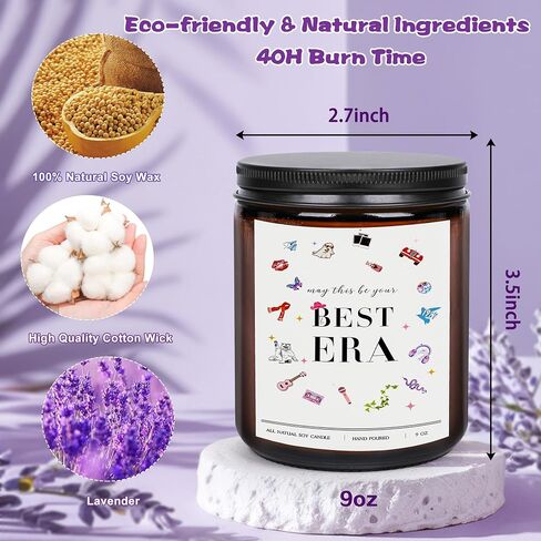 Natural Soy Lavender Candle Gifts - 9OZ Candles May This Be Your Best Era Birthday Gift Ideas Party Decorations Valentine's Day Candles (Brown) in Saudi Arabia