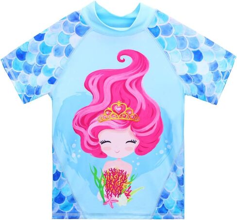 TFJH E Girls Short Sleeve Swimsuit Two Piece Swimwear UPF 50+ UV 3-12 Years in Saudi Arabia
