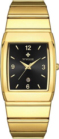 WWOOR Square Watches for Men and Women Stainless Steel Mens Square Watch with Date Men's Watches Casual Watch with Date Square in Saudi Arabia