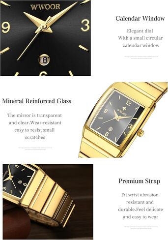 WWOOR Square Watches for Men and Women Stainless Steel Mens Square Watch with Date Men's Watches Casual Watch with Date Square in Saudi Arabia