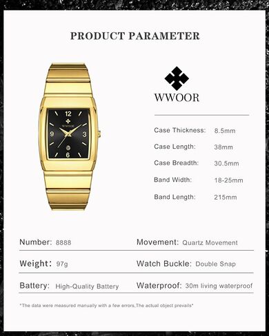 WWOOR Square Watches for Men and Women Stainless Steel Mens Square Watch with Date Men's Watches Casual Watch with Date Square in Saudi Arabia