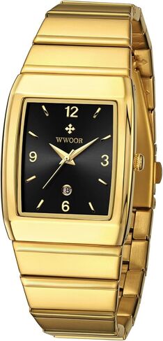 WWOOR Square Watches for Men and Women Stainless Steel Mens Square Watch with Date Men's Watches Casual Watch with Date Square in Saudi Arabia