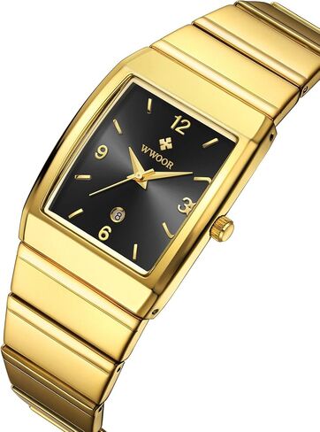 WWOOR Square Watches for Men and Women Stainless Steel Mens Square Watch with Date Men's Watches Casual Watch with Date Square in Saudi Arabia