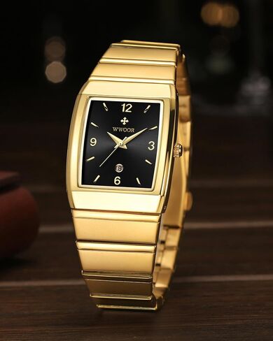 WWOOR Square Watches for Men and Women Stainless Steel Mens Square Watch with Date Men's Watches Casual Watch with Date Square in Saudi Arabia