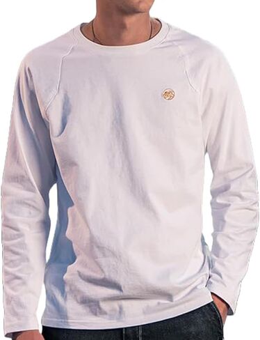 Men's Striped Long Sleeved T-Shirt, Casual Round Neck Long Sleeved T-Shirt, Regular-Fit Daily Striped T-Shirt Basic Style in Saudi Arabia
