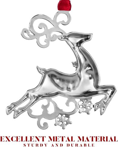Metal Christmas Tree Ornament with Rhinestone Hanging Design Charm Holiday Decorative Pendant Gift Keepsake (Reindeer 2024) in Saudi Arabia