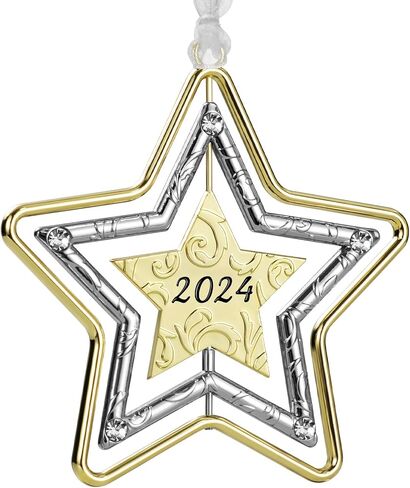 Metal Christmas Tree Ornament with Rhinestone Hanging Design Charm Holiday Decorative Pendant Gift Keepsake (Reindeer 2024) in Saudi Arabia