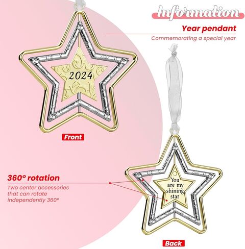 Metal Christmas Tree Ornament with Rhinestone Hanging Design Charm Holiday Decorative Pendant Gift Keepsake (Reindeer 2024) in Saudi Arabia