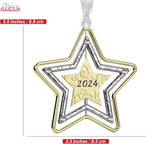 Metal Christmas Tree Ornament with Rhinestone Hanging Design Charm Holiday Decorative Pendant Gift Keepsake (Reindeer 2024) in Saudi Arabia