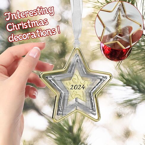 Metal Christmas Tree Ornament with Rhinestone Hanging Design Charm Holiday Decorative Pendant Gift Keepsake (Reindeer 2024) in Saudi Arabia