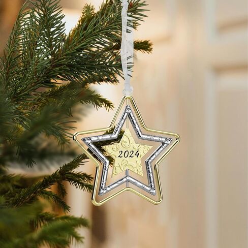 Metal Christmas Tree Ornament with Rhinestone Hanging Design Charm Holiday Decorative Pendant Gift Keepsake (Reindeer 2024) in Saudi Arabia