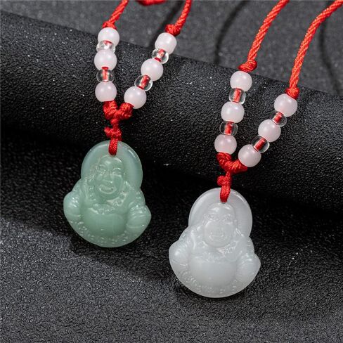kelistom Buddha Pendant Necklace for Women Men Adjustable Red Rope Chain Necklace Green White Gold Buddha Head Good Luck and Protection in Kuwait
