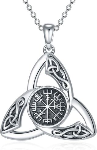 Celtic Knot Necklace for Women Men Sterling Silver Celtic Trinity Moonstone Pendant Necklace Viking Good Luck Jewellery for Girls in Saudi Arabia