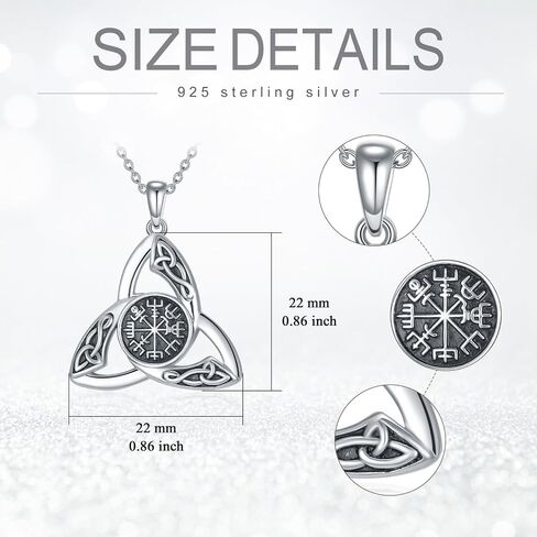Celtic Knot Necklace for Women Men Sterling Silver Celtic Trinity Moonstone Pendant Necklace Viking Good Luck Jewellery for Girls in Saudi Arabia